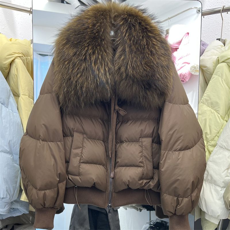波司澄冬装羽绒服女新款韩版加厚大毛领短款小个子时尚白鸭绒外套