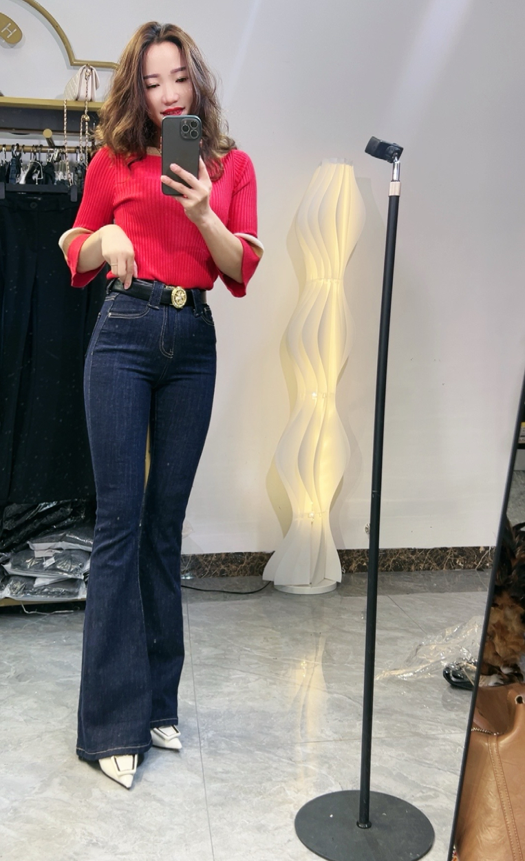 气质喇叭裤牛仔裤裤子微喇女装显瘦修身百搭长裤2297