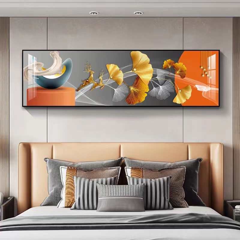 带灯卧室床头画《家大业大》潮流防水真晶瓷镶钻铝合金画框时尚