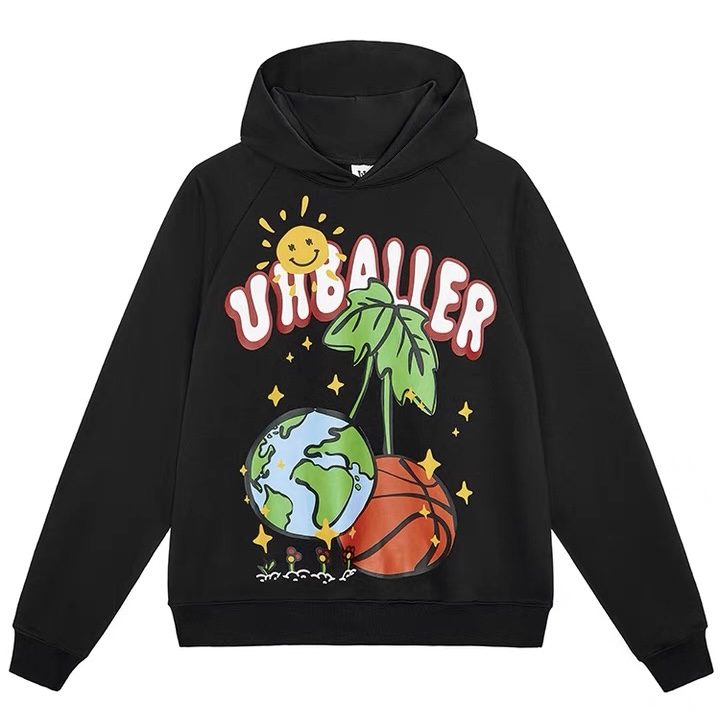 UH BALLER美式篮球文化帽衫卫衣男子印花健身训练运动宽松连帽