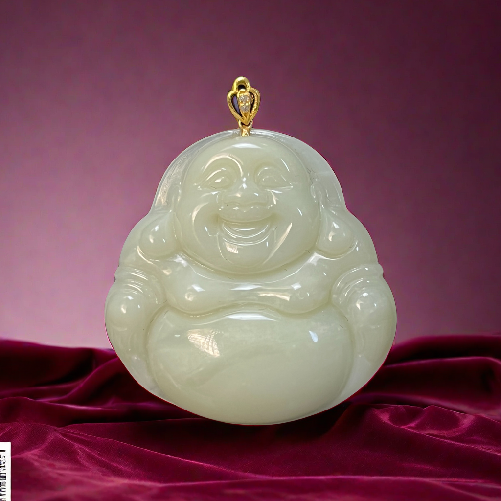 18k金镶嵌和田玉吊坠