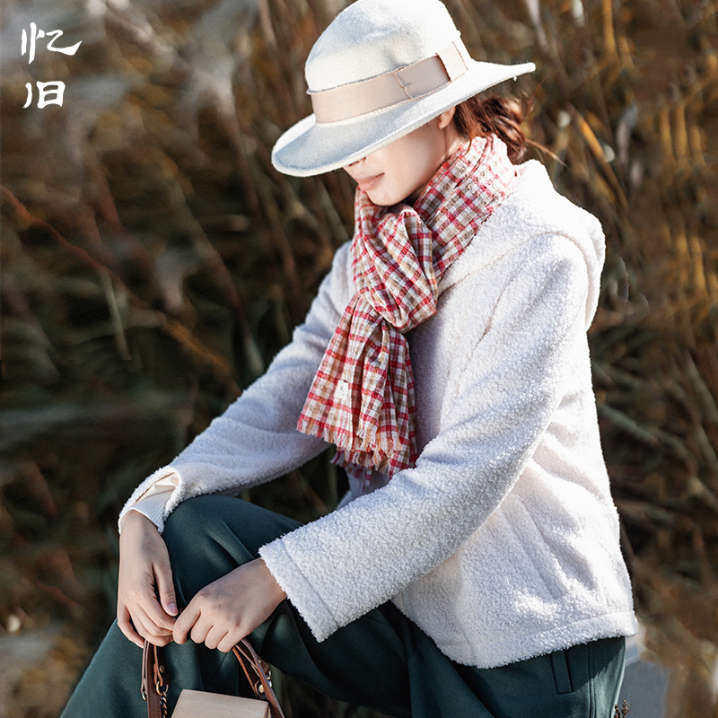 忆旧【秋风寻诗】纯色连帽泰迪绒短款外套女新款无袖马甲2022冬季