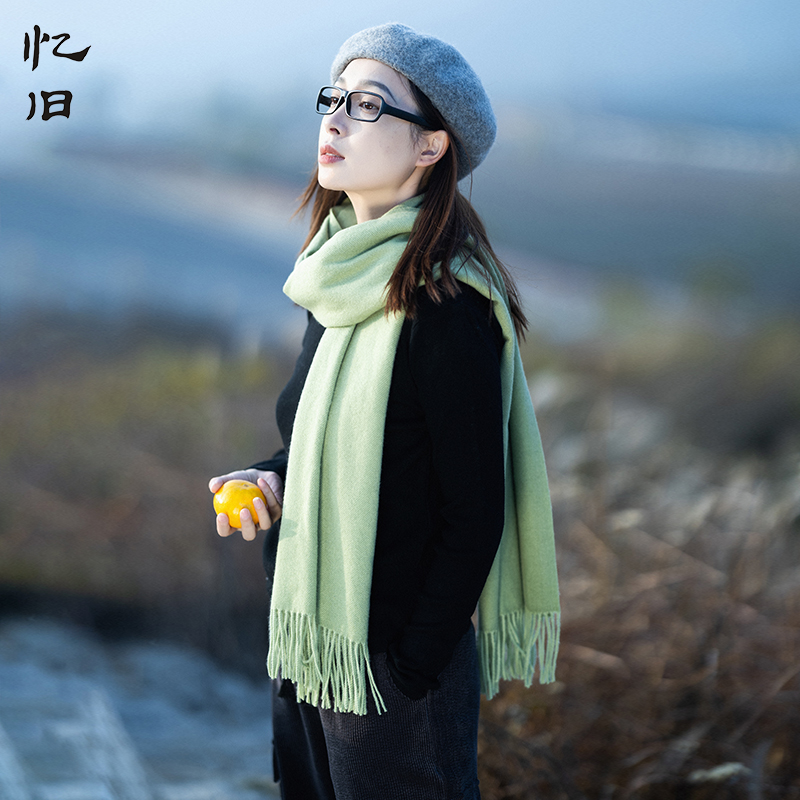 【风轻日暖】文艺多色百搭围巾女2025冬季新款纯色保暖仿羊绒丝巾