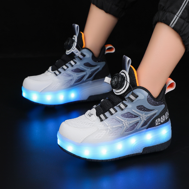 小香潮儿童暴走鞋男童双轮充电运动鞋夏季透气男孩软底带灯中大童