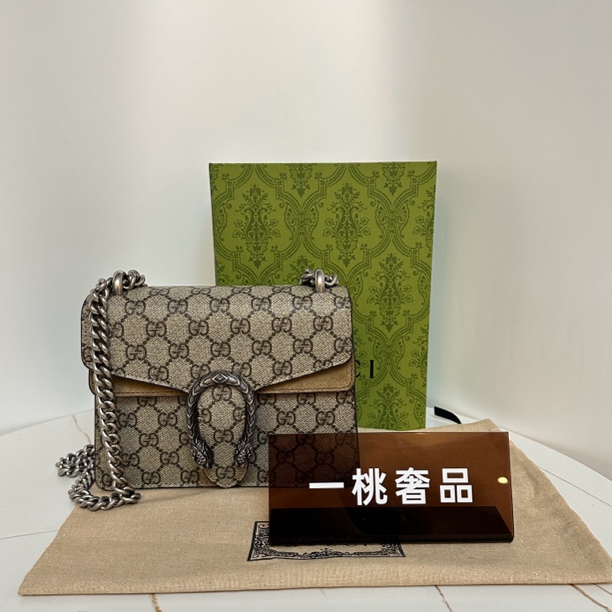 95新 GUCCI/古驰 一桃/实际98新/古驰 小号酒神奶茶色棕色