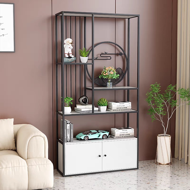 高档铁艺置物架书架落地书柜办公室客厅架子玄关多层花架置物架