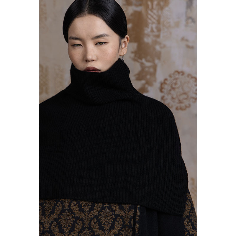 【ELSEN沙粒】山羊绒高领披肩围巾毛衣