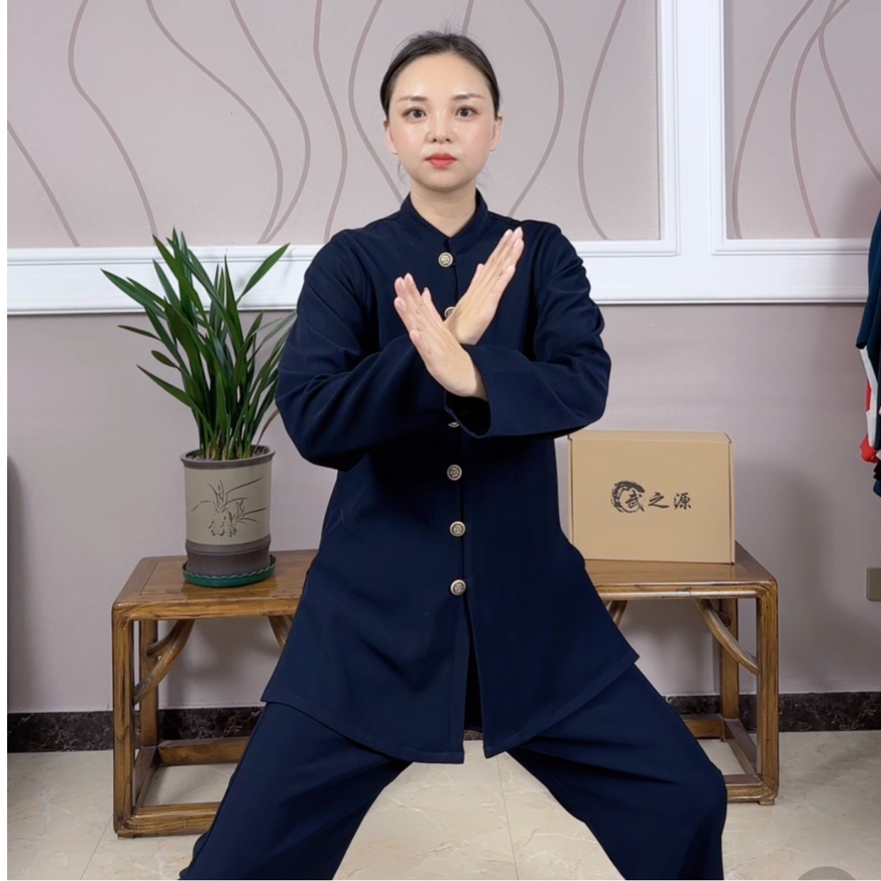 武之源中国风秋冬加厚斜纹弹中山装款式休闲服太极服中式服装上衣
