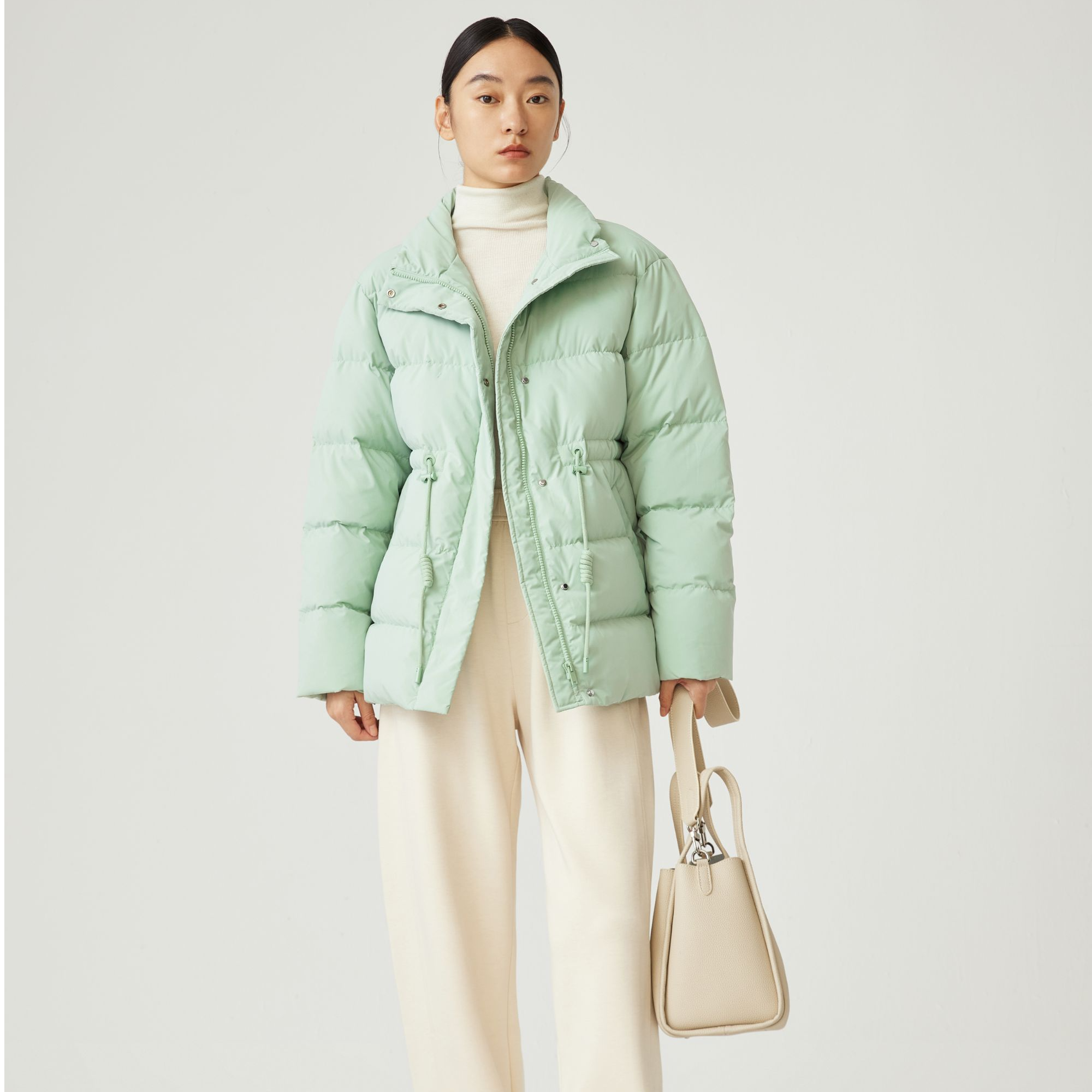 indicia标记24冬新款宽松柔软水蓝色面包服短款羽绒服5D310YR478C