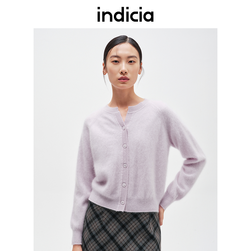 indicia标记商场同款24年冬季新款柔软针织开衫F2D4KS742C