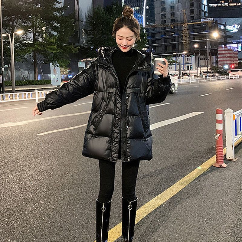 羽绒衣羽绒衣大码棉衣200斤显瘦亮面免洗2023年新款女冬棉服胖mm
