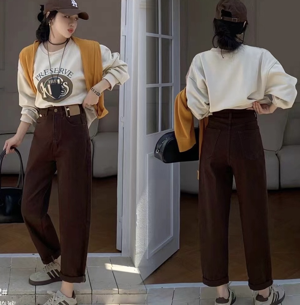 秋季新品时尚休闲摩卡棕弹力胯裤子