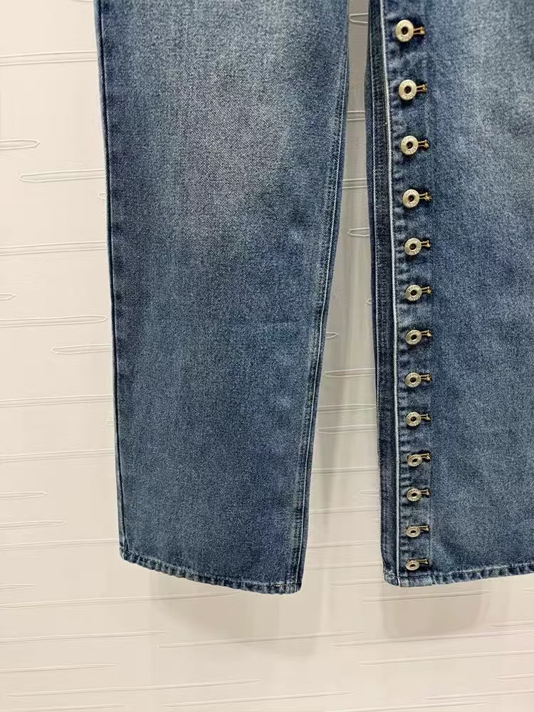 GXW24SS 罗意单排扣子直筒显瘦牛仔裤