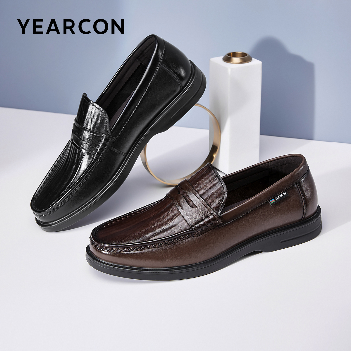 意尔康男鞋休闲鞋真皮豆豆鞋时尚舒适乐福鞋百搭单鞋96389W