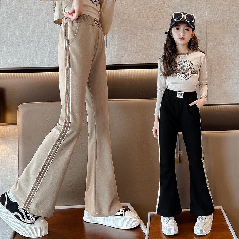 女童裤子2023新款春秋儿童中大童长裤外穿女孩洋气休闲秋季喇叭裤