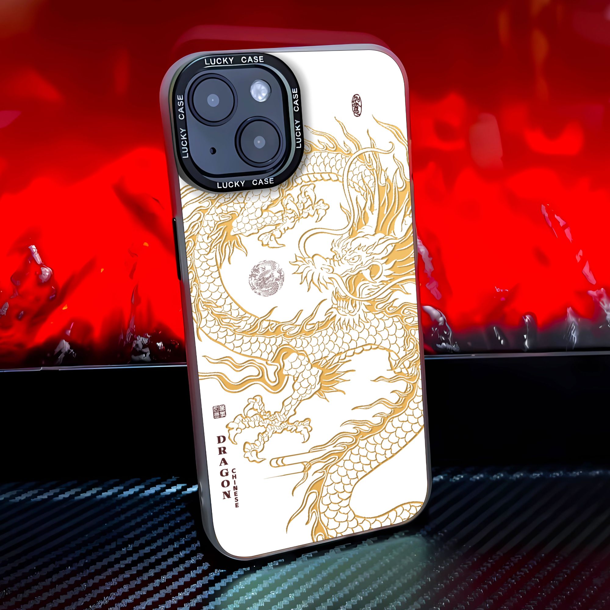 镭射苹果15本命年iPhone13红色喜庆12龙年14ProMax新年手机壳