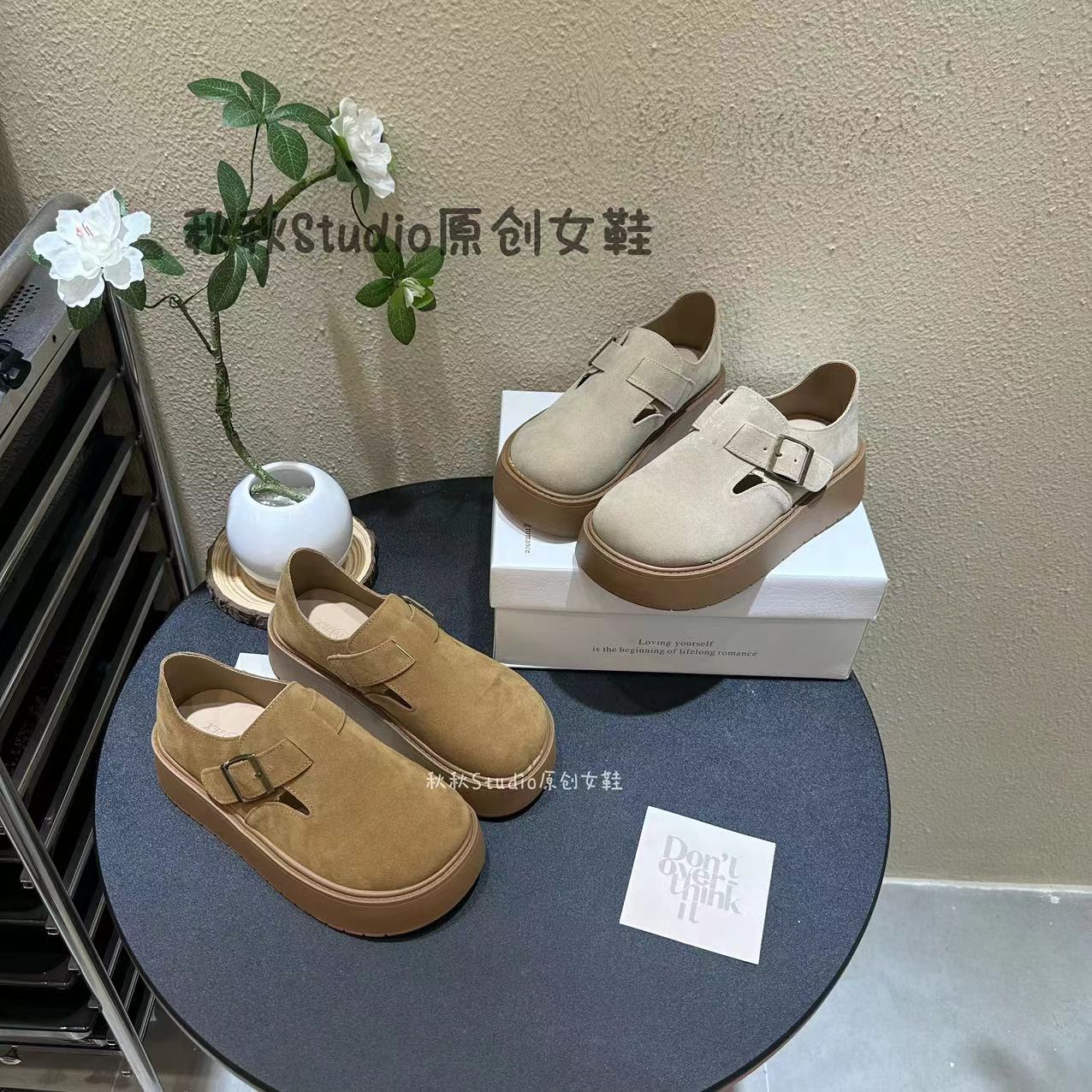 勃肯鞋女2024春夏新款一脚蹬平软底舒适乐福豆豆休闲复古单鞋