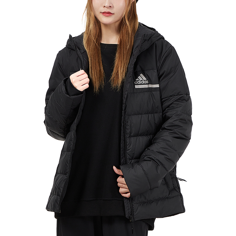 阿迪达斯羽绒服女2023冬季新款运动服连帽防风保暖轻薄外套GK5929