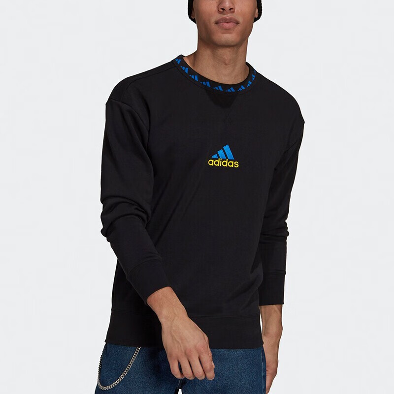 正品Adidas/阿迪达斯男子新款运动休闲卫衣透气圆领套头衫GR3875