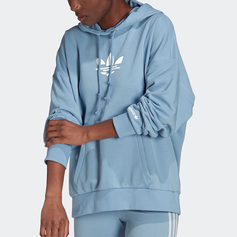 Adidas阿迪达斯官方正品三叶草HOODIE女子休闲连帽套头卫衣H09306