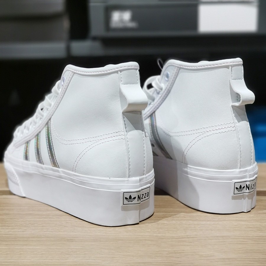 Adidas阿迪达斯新款三叶草女子增高皮质休闲鞋厚底运动板鞋H01566