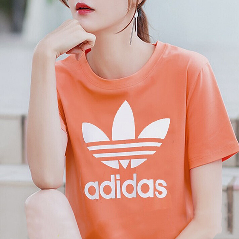 阿迪达斯三叶草短袖女2023夏季新款大码运动服宽松半袖T恤FM3295