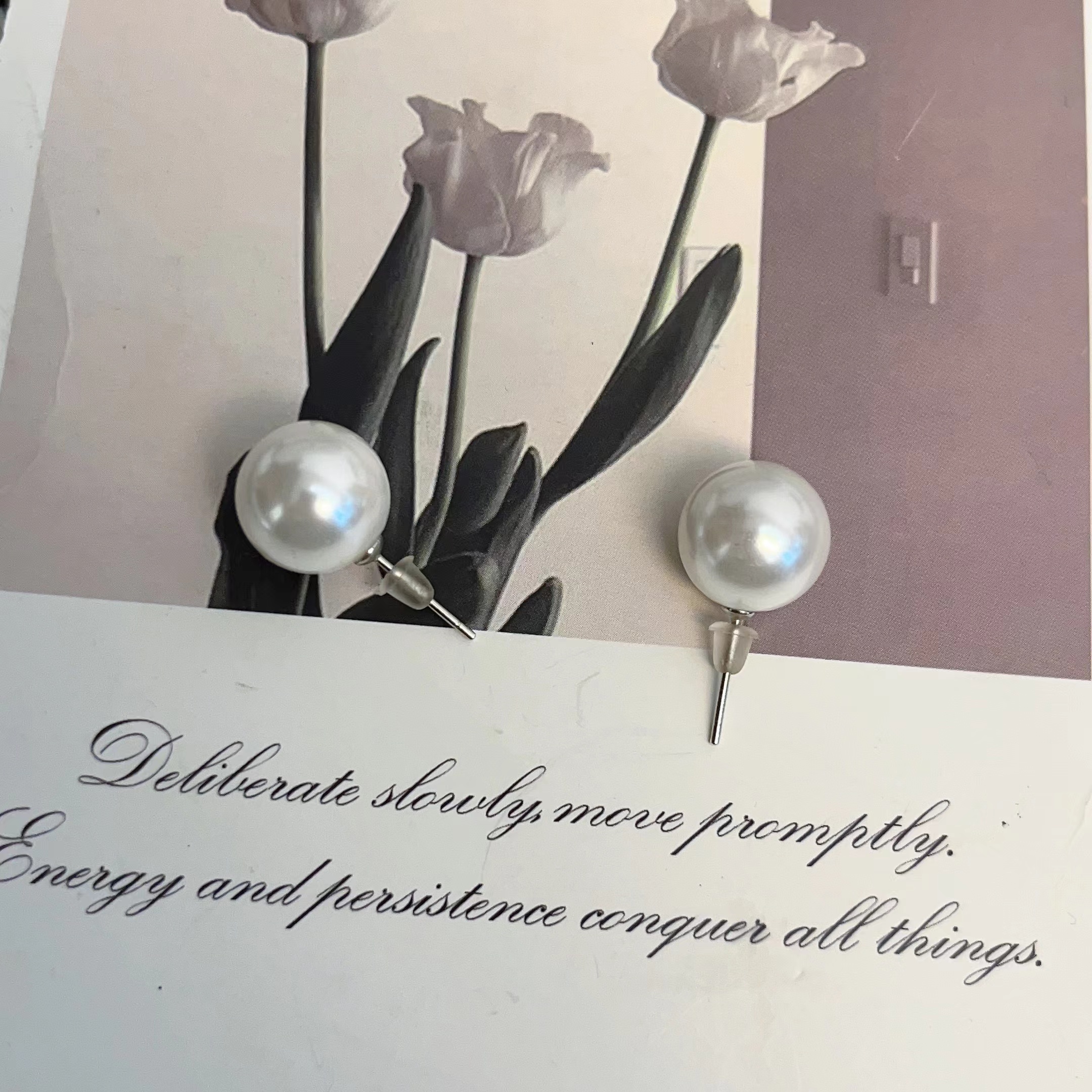 925银仿珍珠耳饰 【Si&华严选】简约气质高级感轻奢风耳钉E9666-2