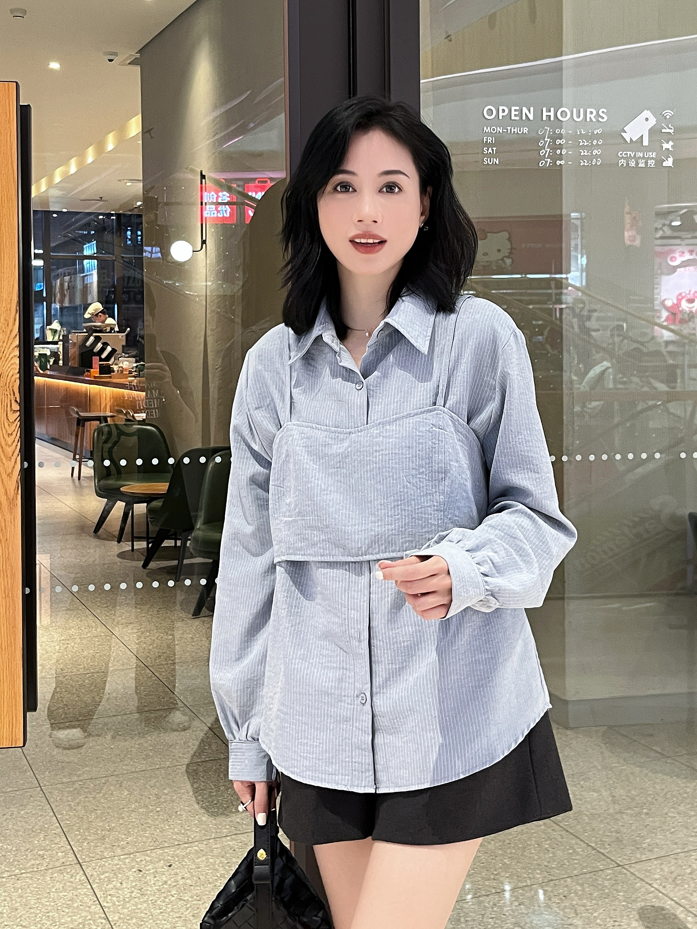 【Si&华严选】韩系简约风宽松显瘦长袖衬衫+吊带衫搭配套装00720