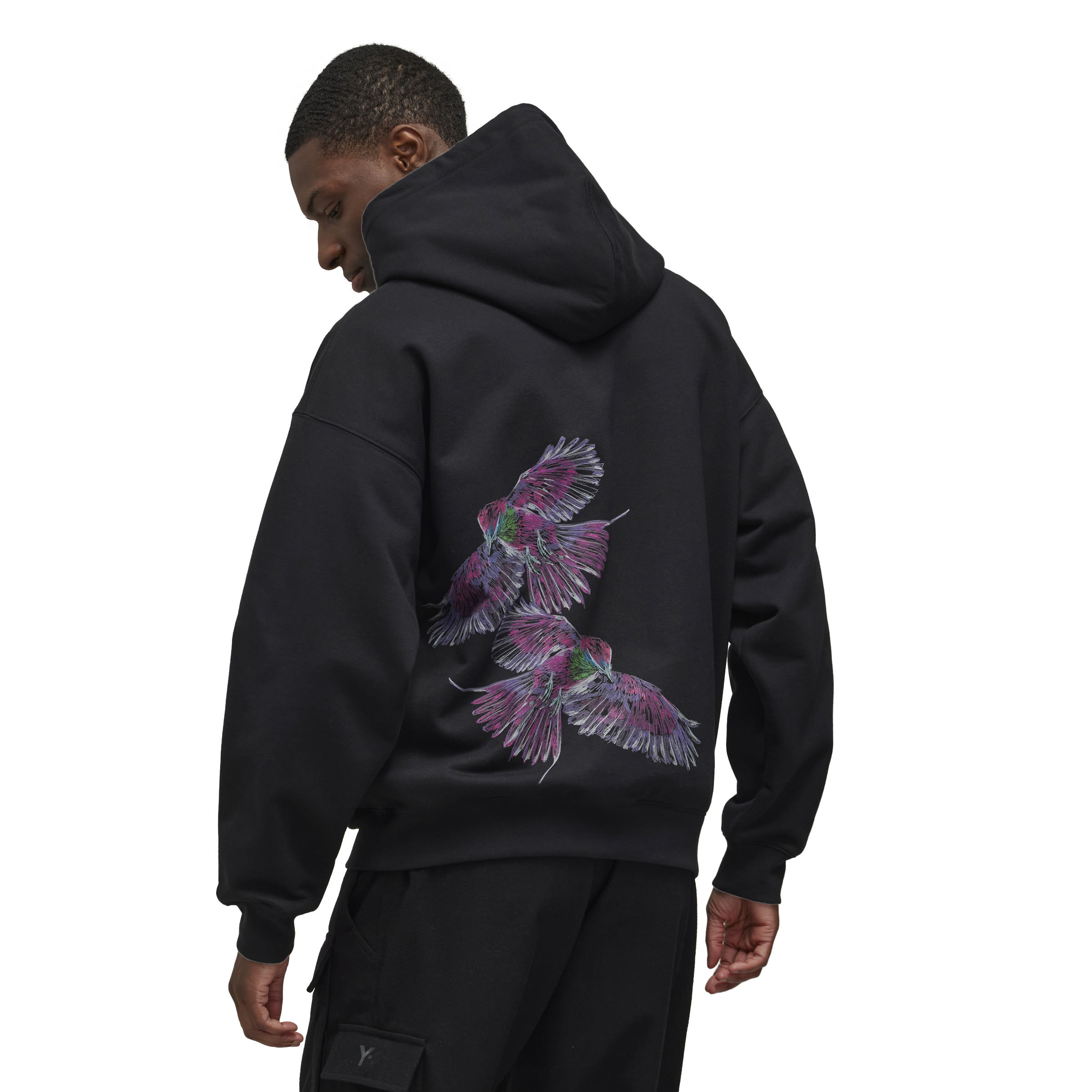 Y-3/Y-3（51-IX0403）黑色新款后背印花情侣休闲连帽卫衣