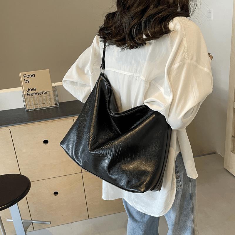 大容量软皮托特包女2025新款学生上课高级感休闲通勤单肩包斜挎包