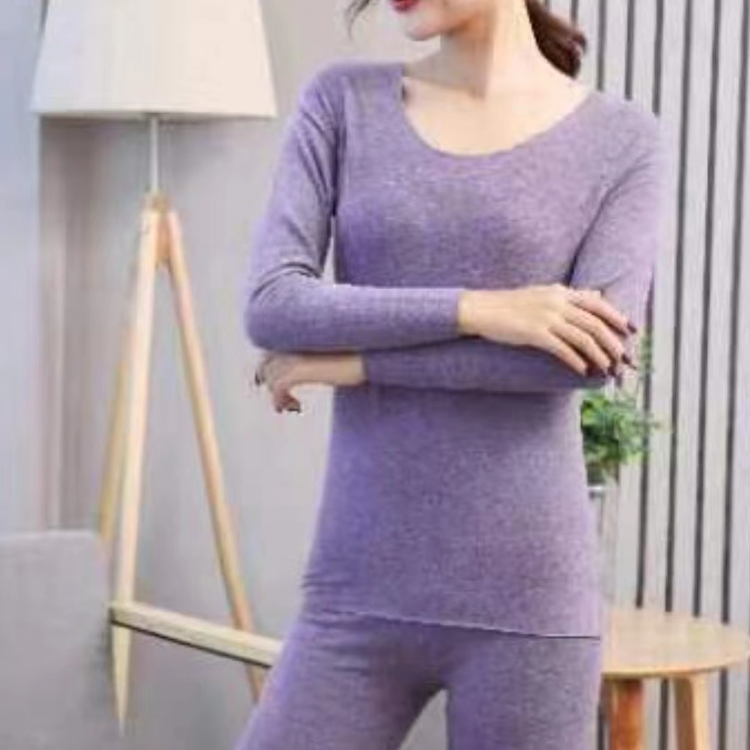 023女式秋冬亲肤保暖秋衣秋裤无痕弹力保暖内衣套装