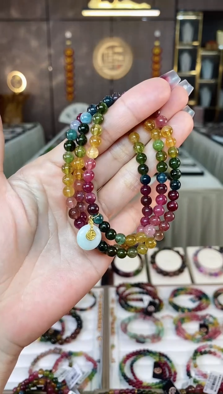 【闪购商品】碧玺三圈手串未镶嵌（多样性发一条）H