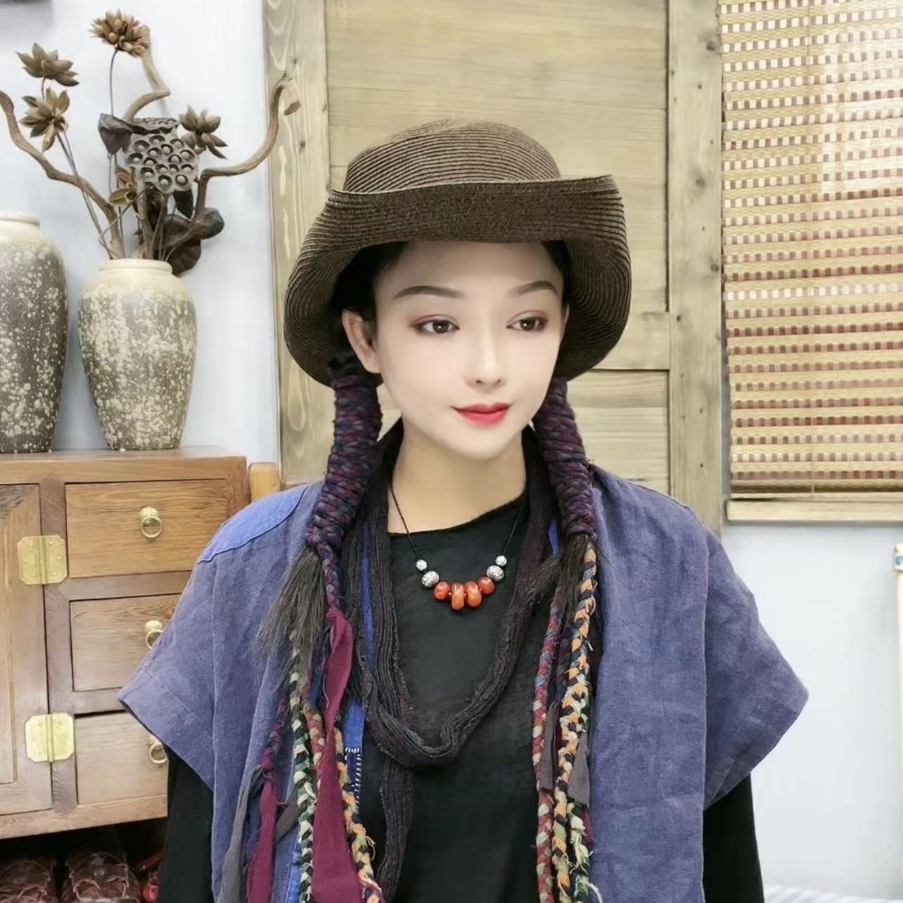 原创手工复古网红遮阳帽保暖帽子洋气女士民族风