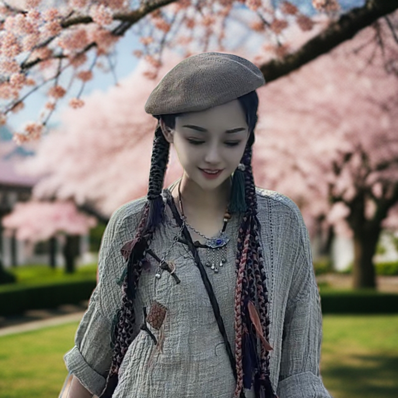 透气针织亚麻鸭舌帽