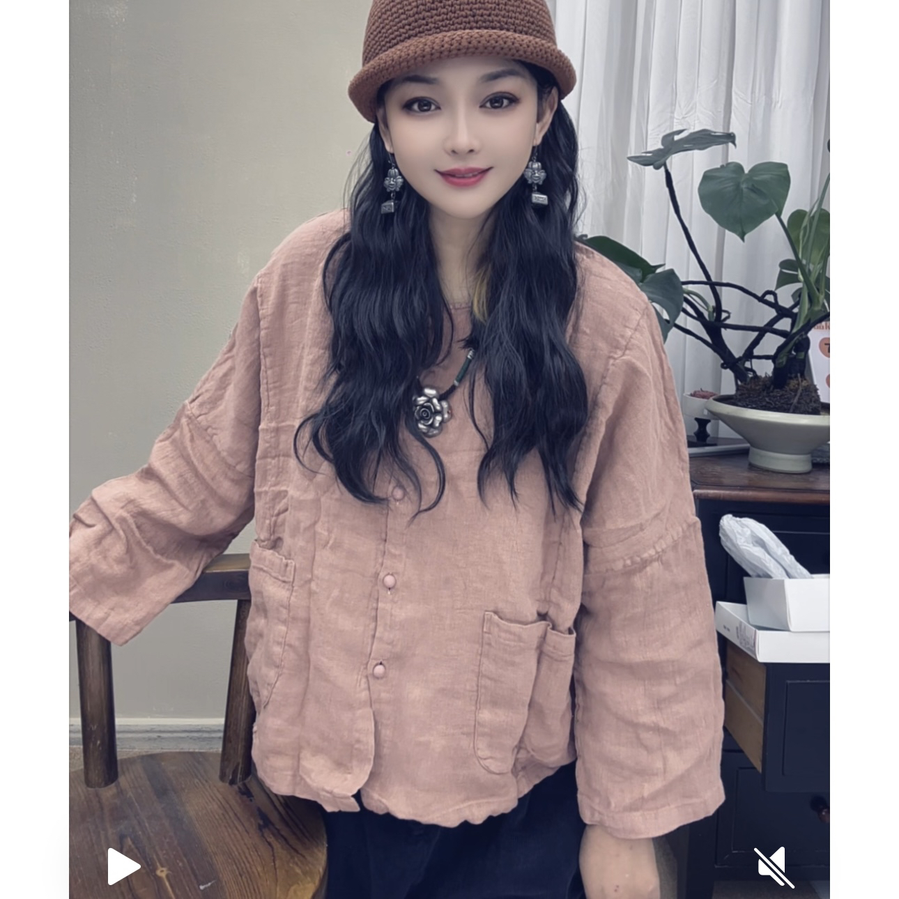 休闲风秋季常规短外套宽松复古慵懒风外套圆领韩版百搭