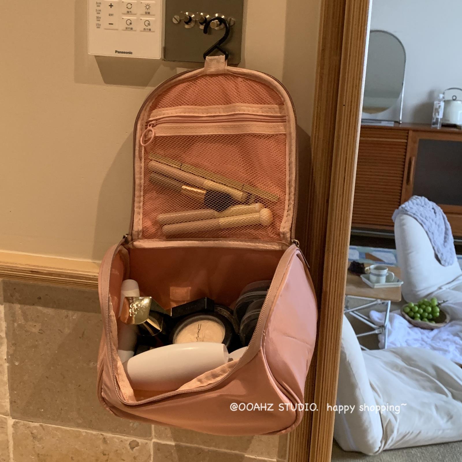 微笑baby:翻盖化妆包~尼龙耐脏防水洗漱包大容量手提便携收纳包袋