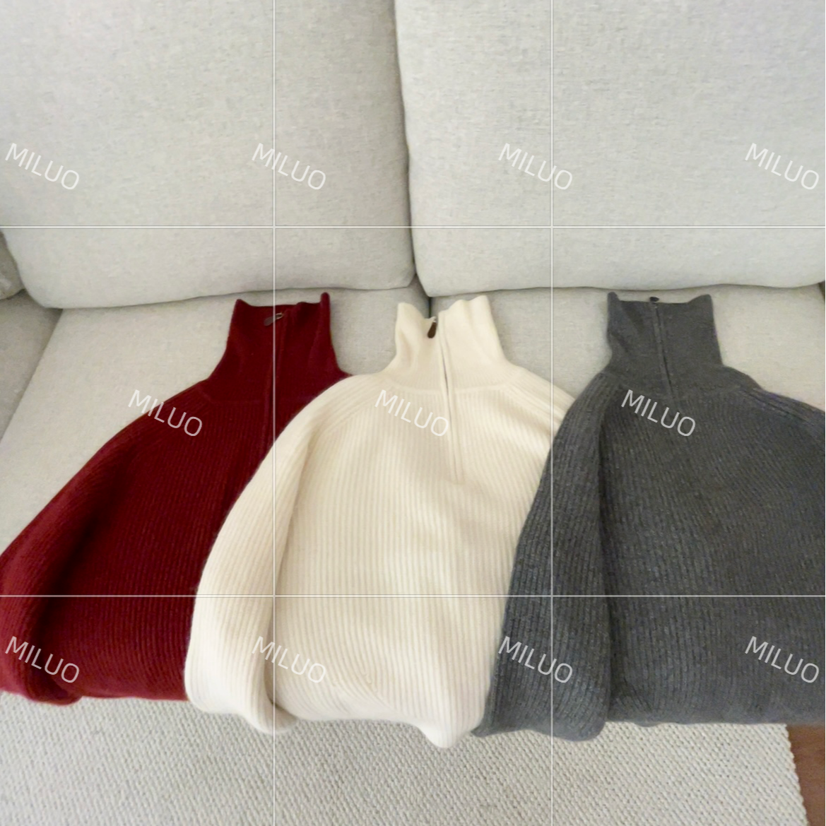 【哈尼家2】韵律织纹  秋冬新款套头半拉链翻领羊毛针织衫毛衣T58