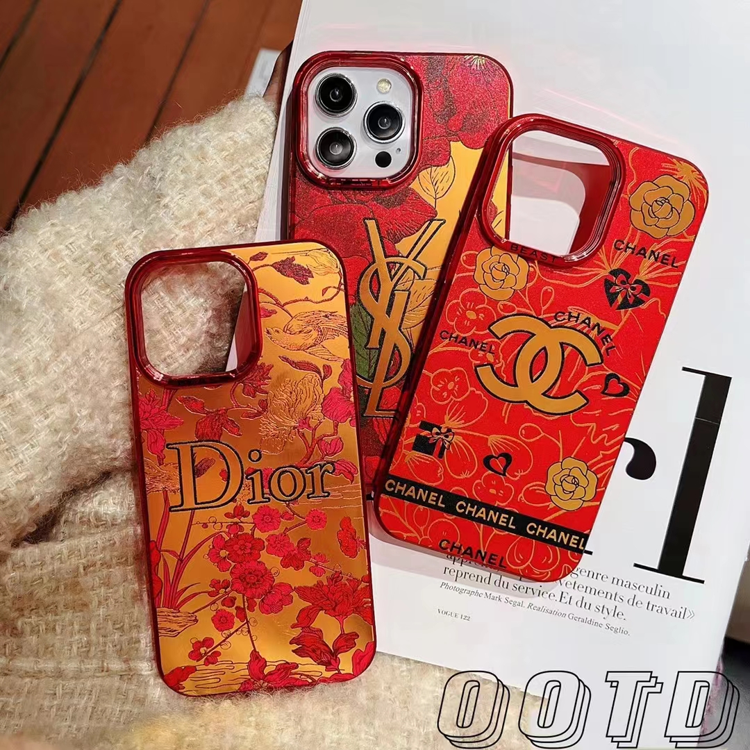 苹果iphone15/14/13/12/创意红色国潮电镀中国风全包硬手机壳生肖