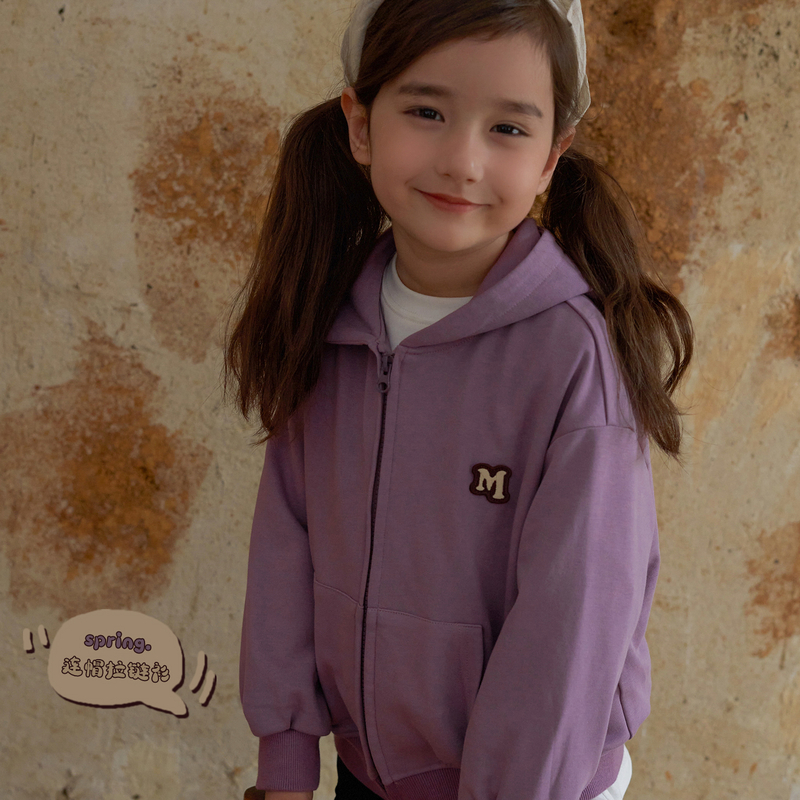 杨梅家童装儿童春秋洋气休闲百搭连帽宽松拉链衫女童外套MKBD124