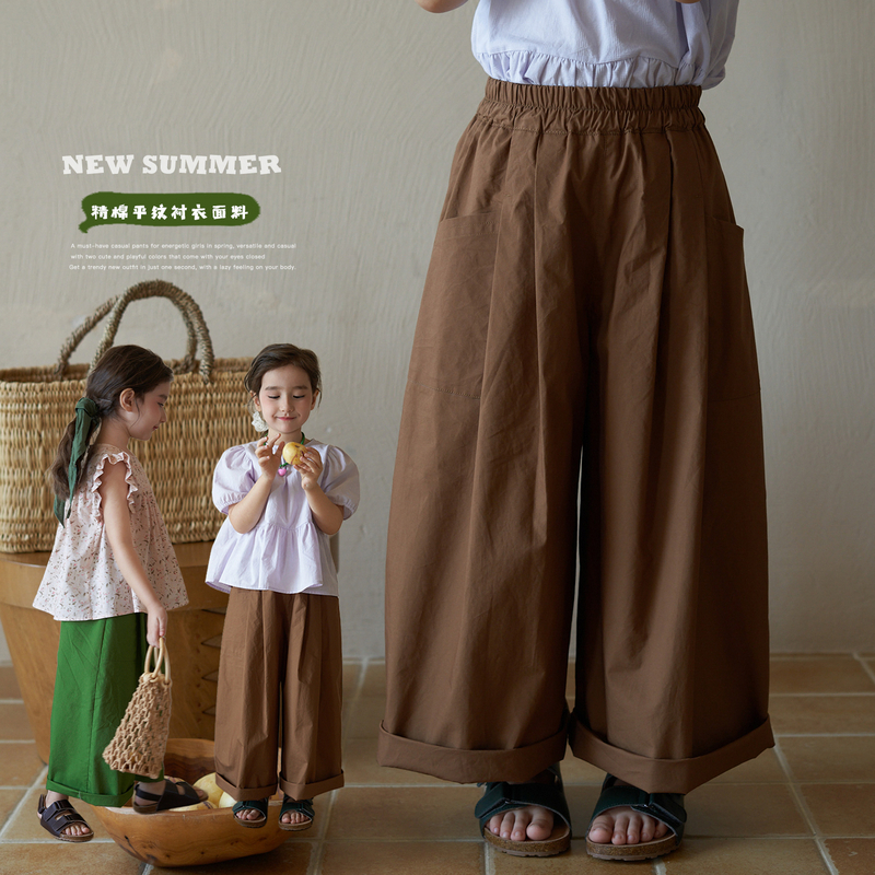 【NO退NO换】女童夏季复古文艺纯色休闲裤【两单及以上包邮】MKBD164