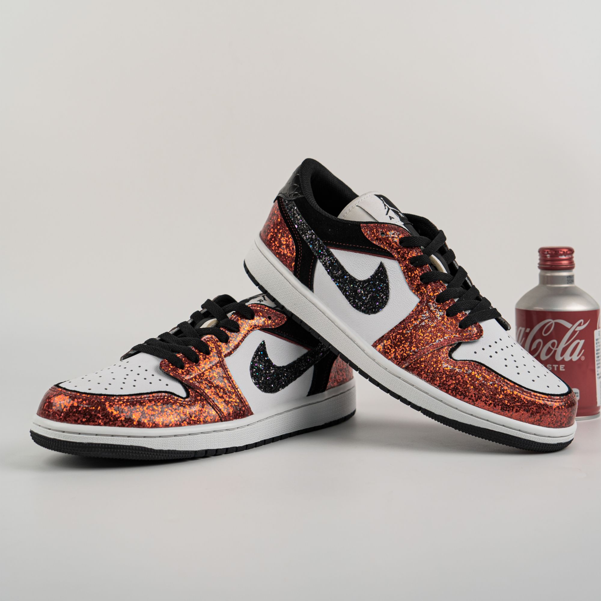 Nike-AJ1-Low-低帮白橙满天星橙色水晶鞋情侣【定制球鞋】