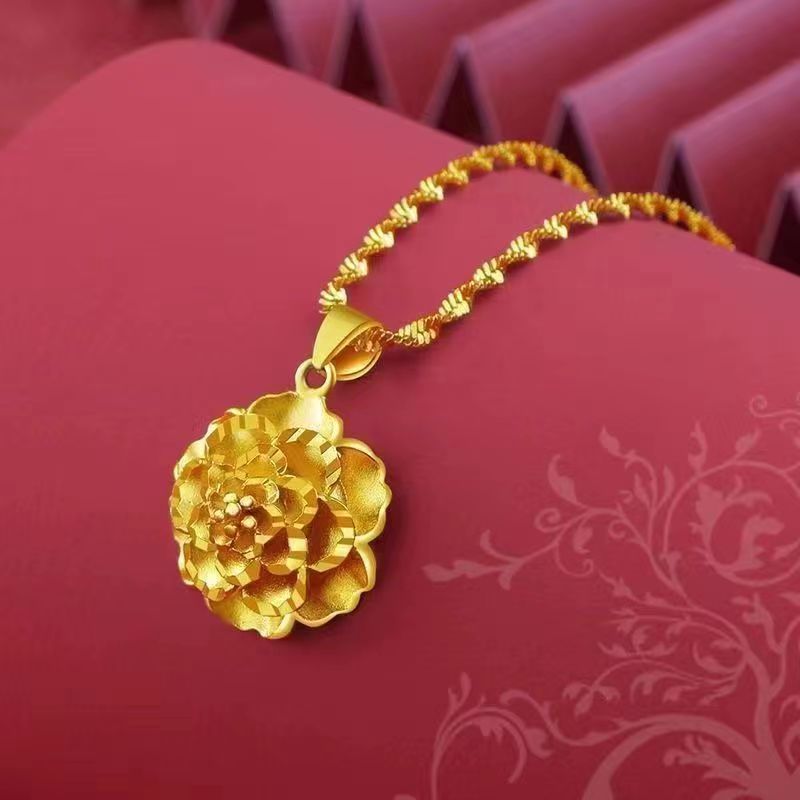 牡丹花吊坠项链妈妈首饰森系女士项坠时尚精美