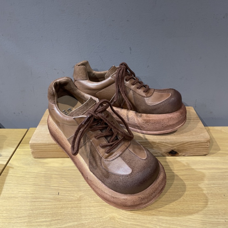 新款手工圆头厚底舒适水洗牛皮女鞋新中式轻便透气复古真皮鞋女