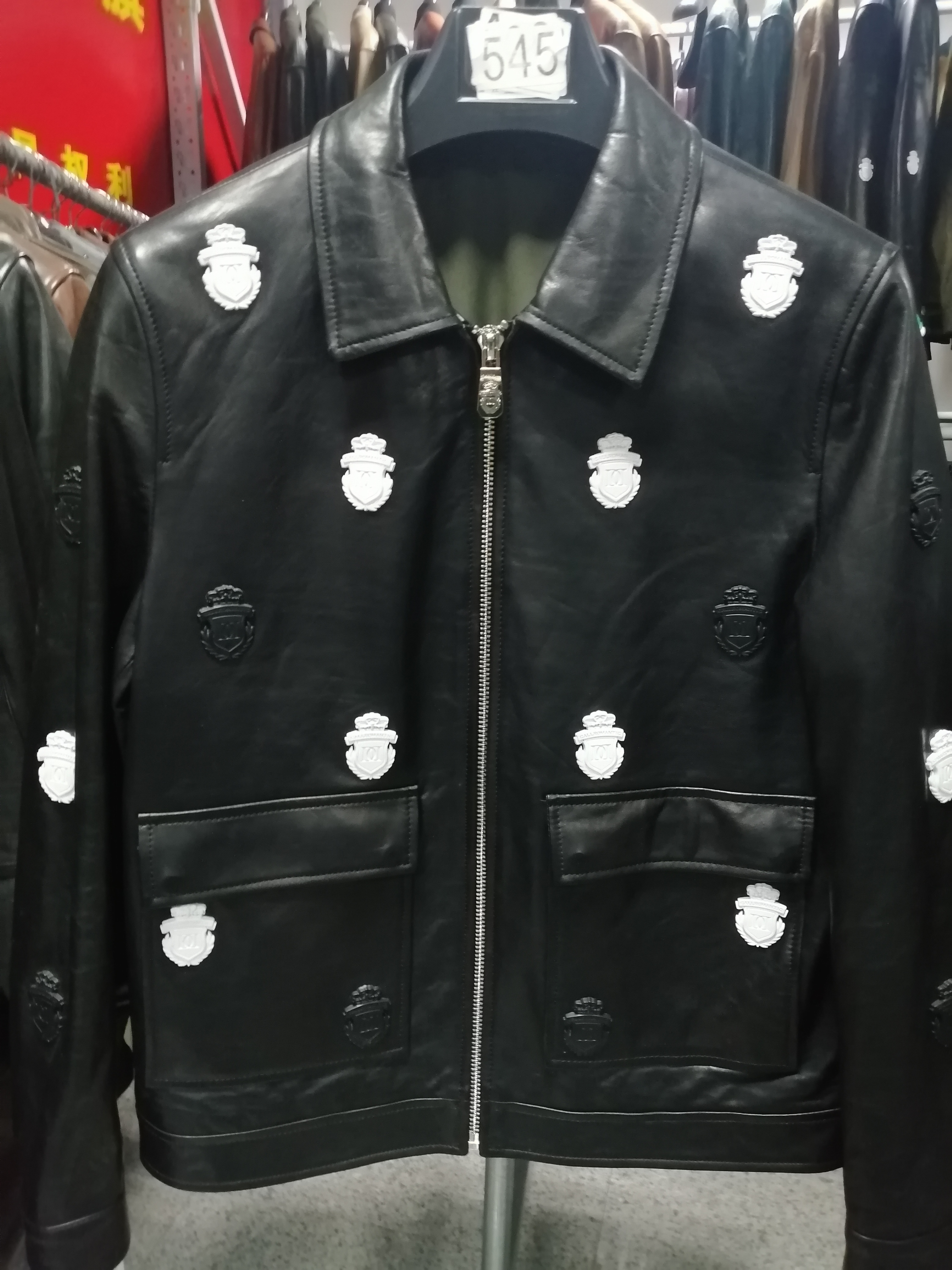 男士油蜡羊皮黑色翻领夹克