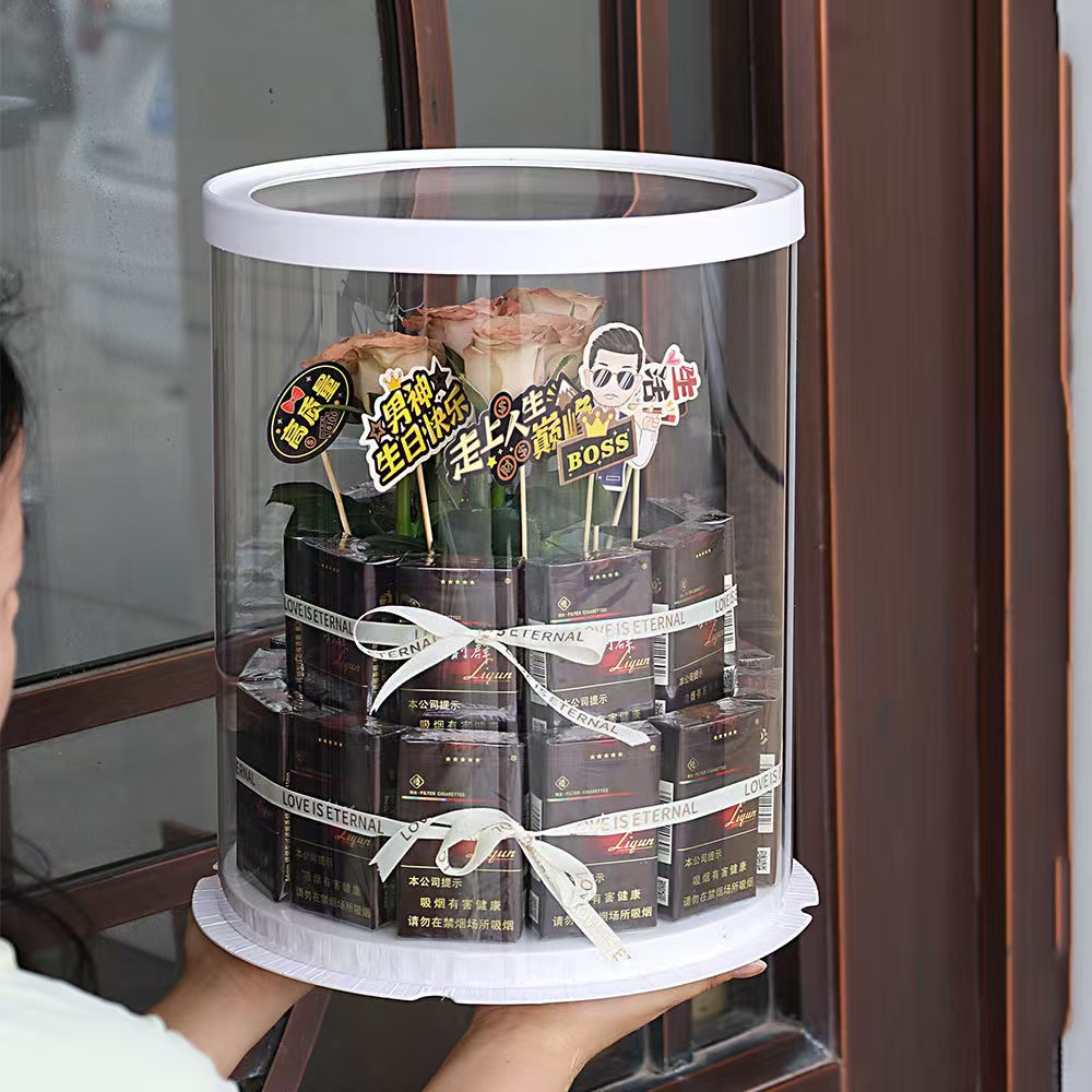 烟盒花束有钱花手工材料包花艺包装生日送男友送老公蛋糕盒包装