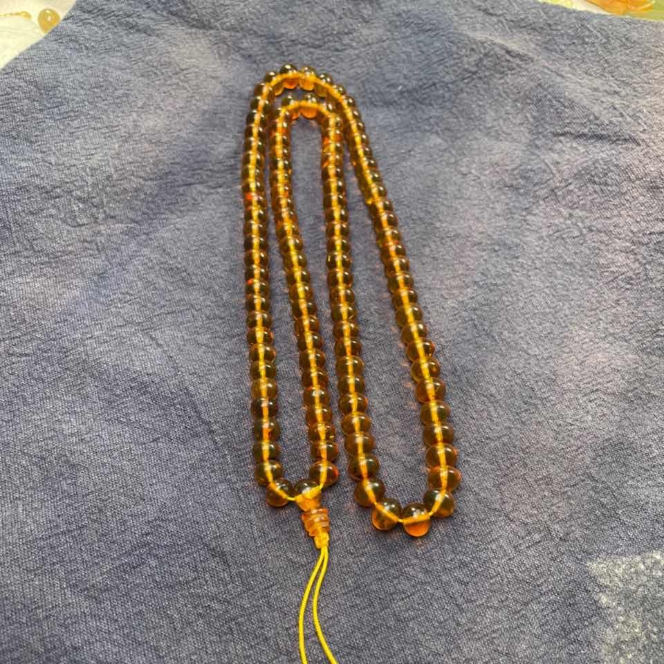 抚顺琥珀金珀108粒手串 毛衣链 项链 金珀 黄金万两 招财进宝