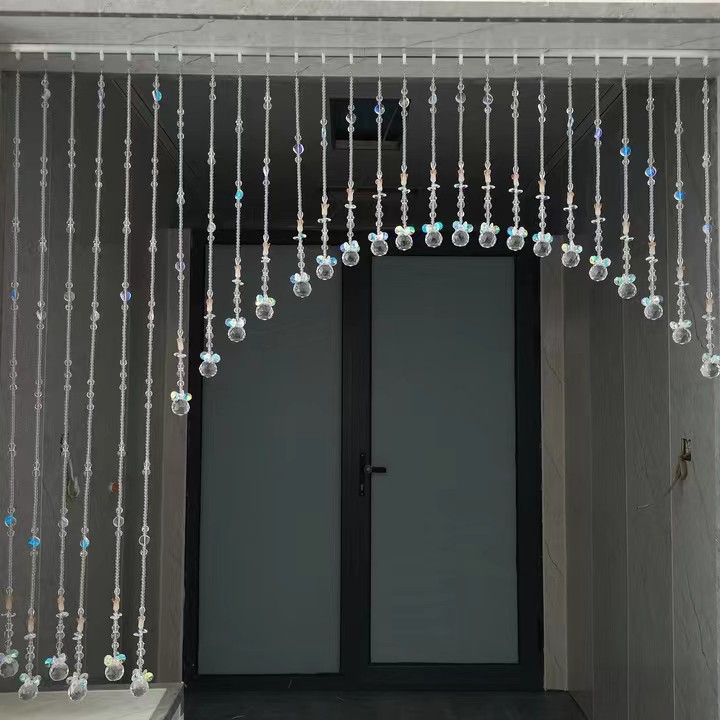 0019珠帘白色透明扭转乾坤七彩祥云版过道，卧室隔断帘