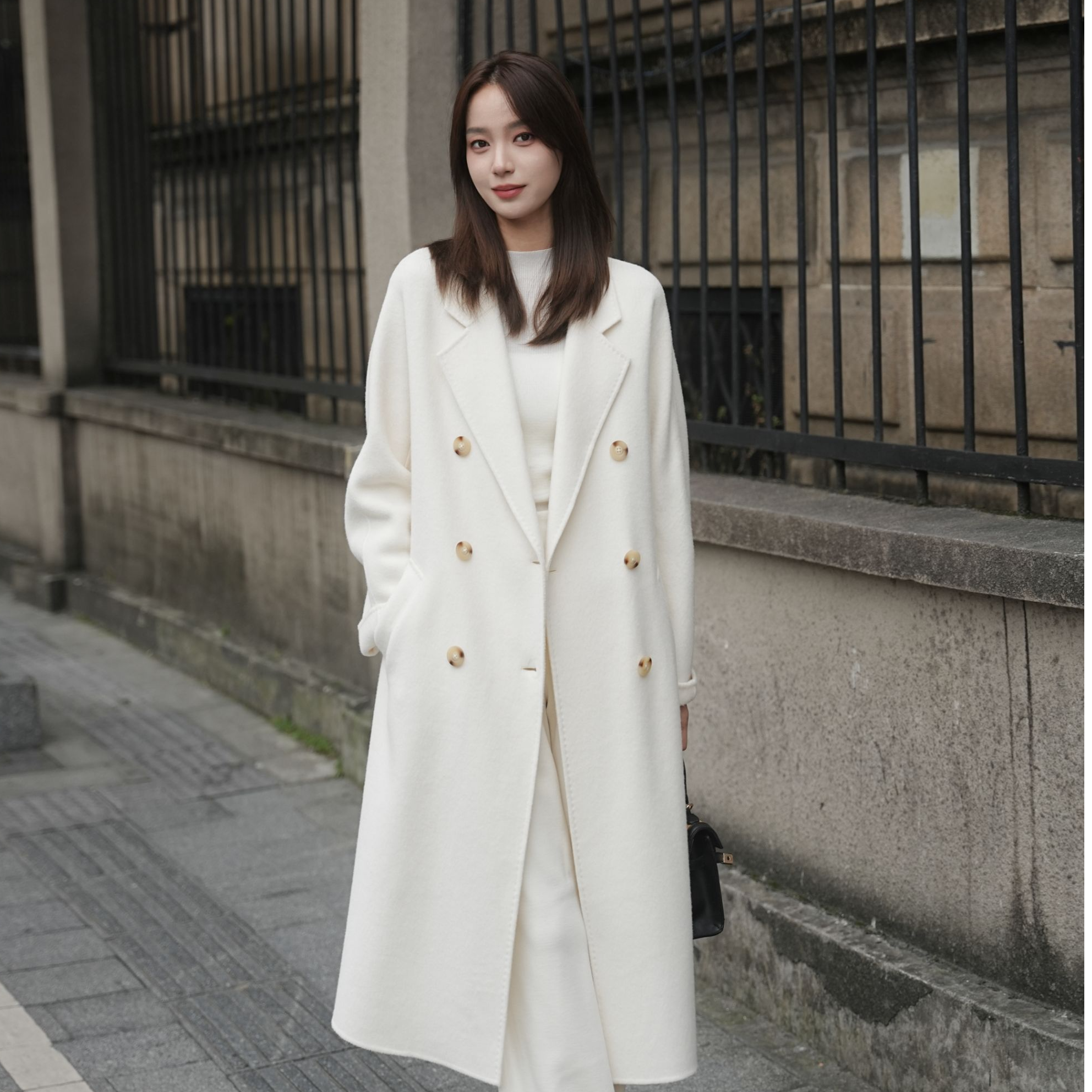 PATENA【巴黎午夜】驼绒桑蚕丝中长款羊毛双面呢大衣