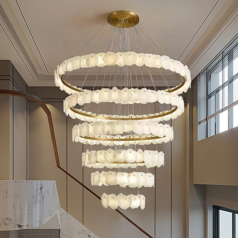 复式楼西班牙云石吊灯客厅大吊灯别墅中空楼后现代设计师高档灯具