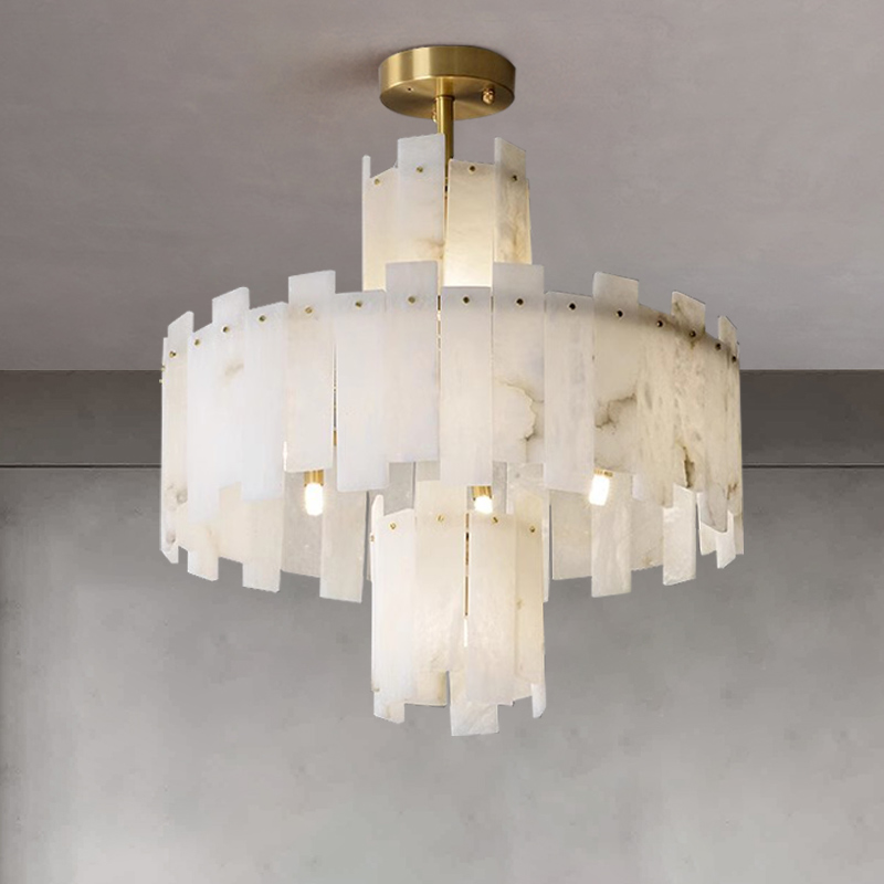 后现代轻奢全铜云石客厅温馨浪漫卧室灯创意个性复式楼别墅餐厅灯